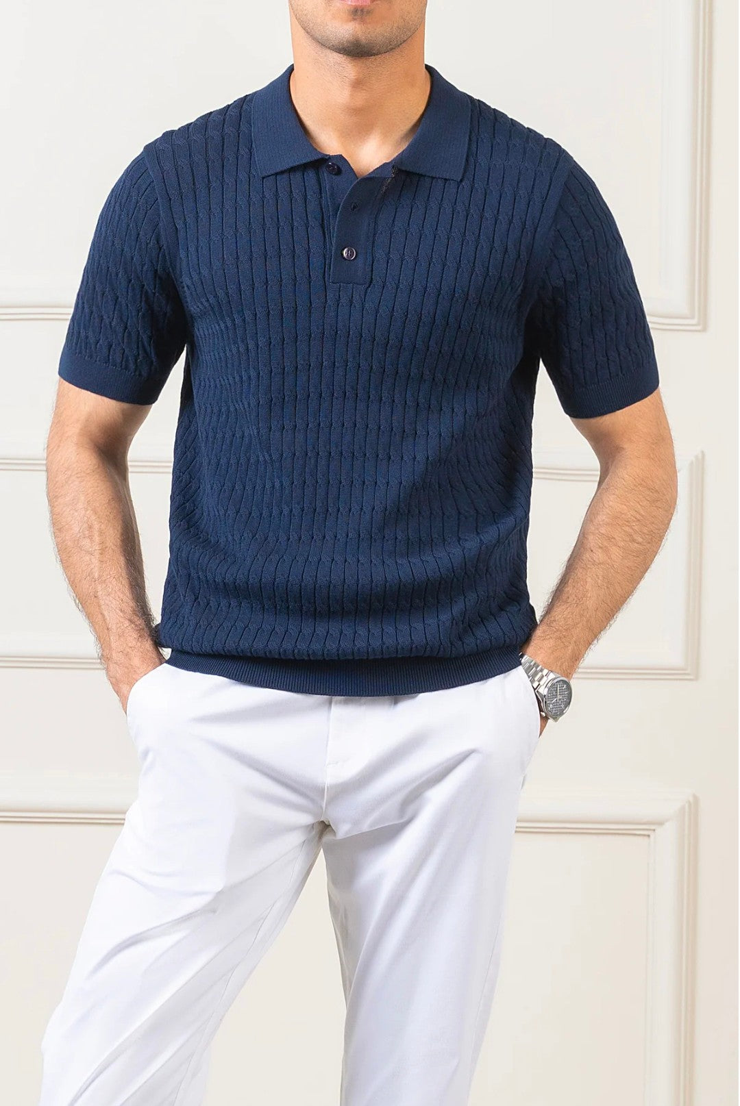 Premium Navy polo knitted design