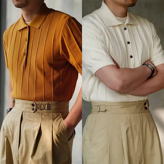 Zipper Cream-Sand Polo-Shirt