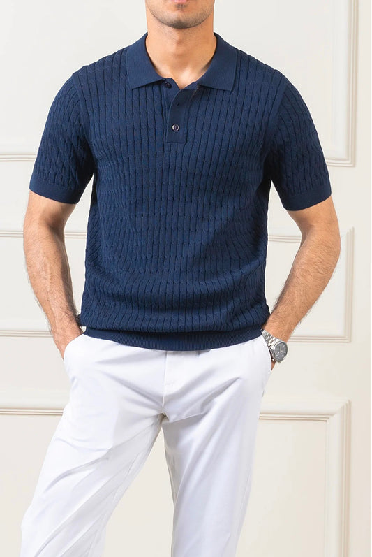 Premium Navy polo knitted design